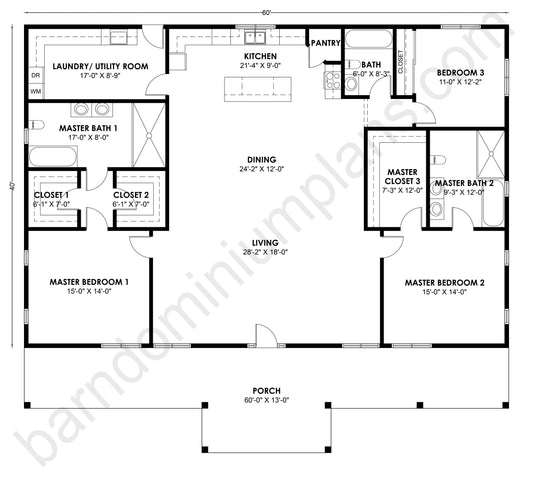 BCO-40002-M Barndominium House Plan