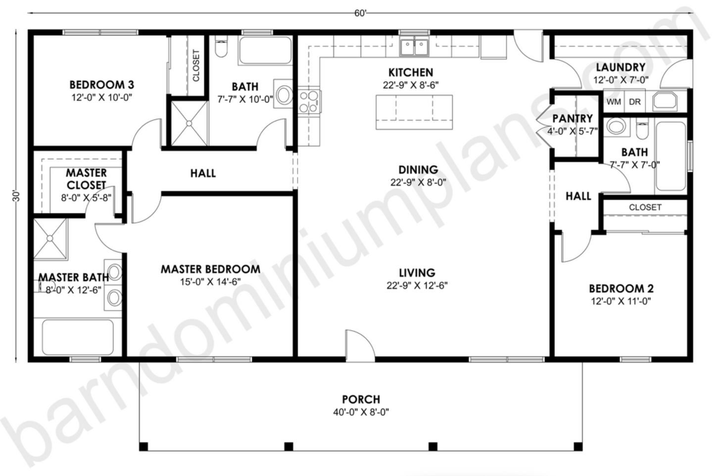 BCO-40181 Barndominium House Plan