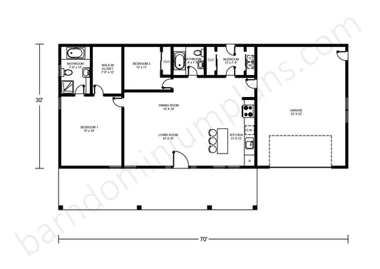 BCO-40053 Barndominium House Plan