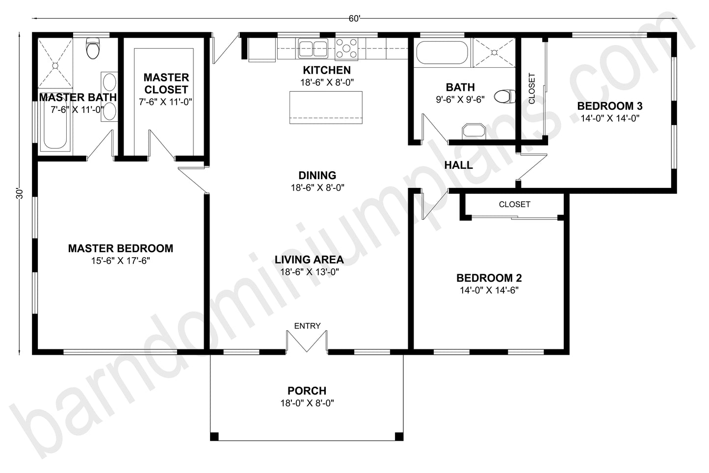 BCO-40104 Barndominium House Plan