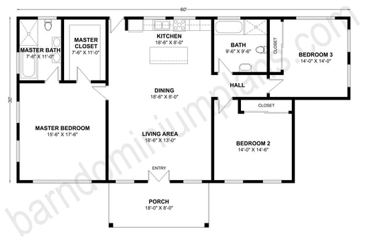 BCO-40104 Barndominium House Plan
