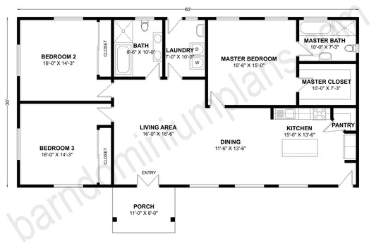 BCO-40108 Barndominium House Plan