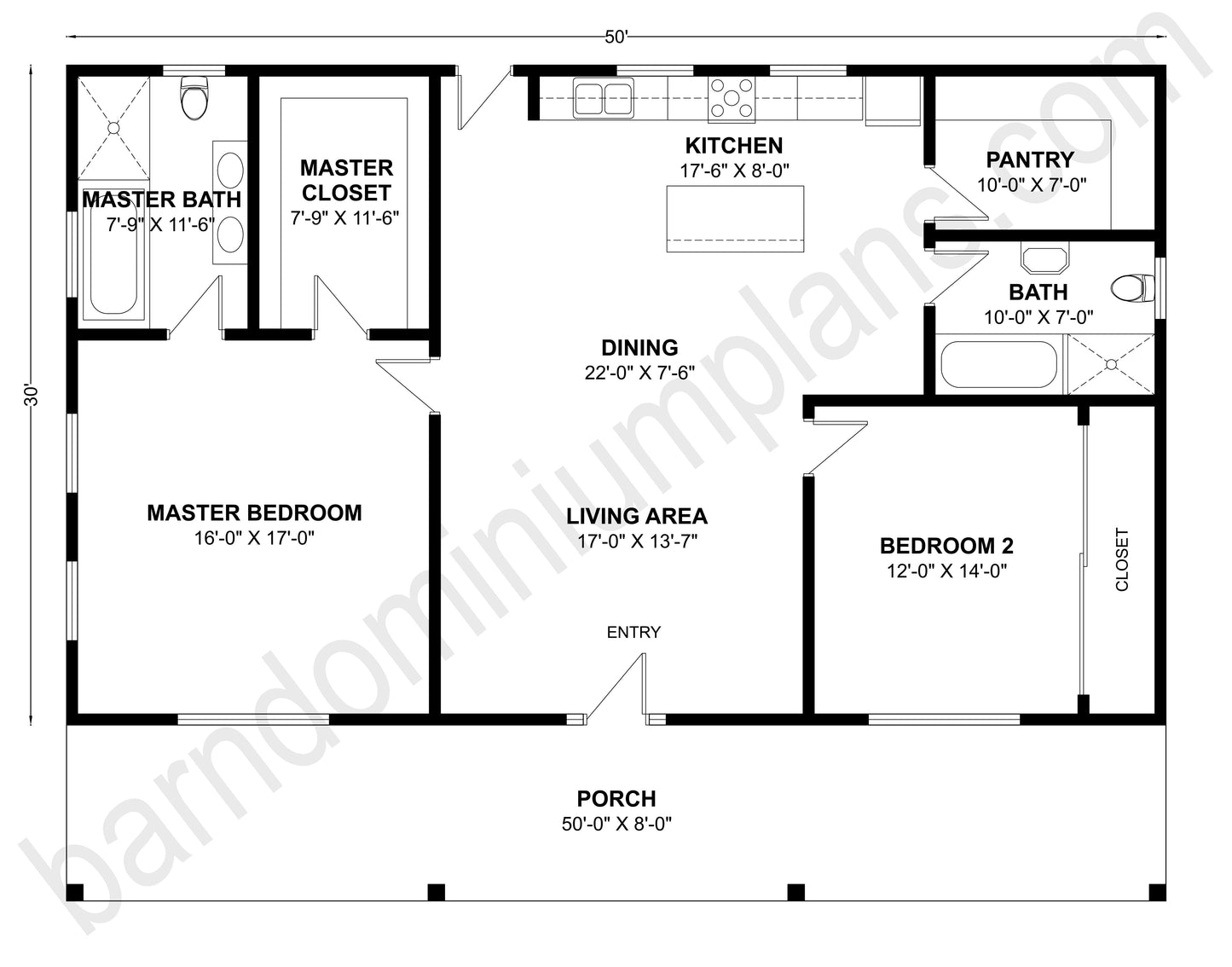 BCO-40109 Barndominium House Plan