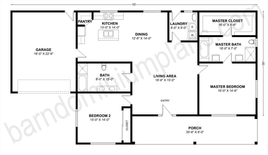 BCO-40114 Barndominium House Plan
