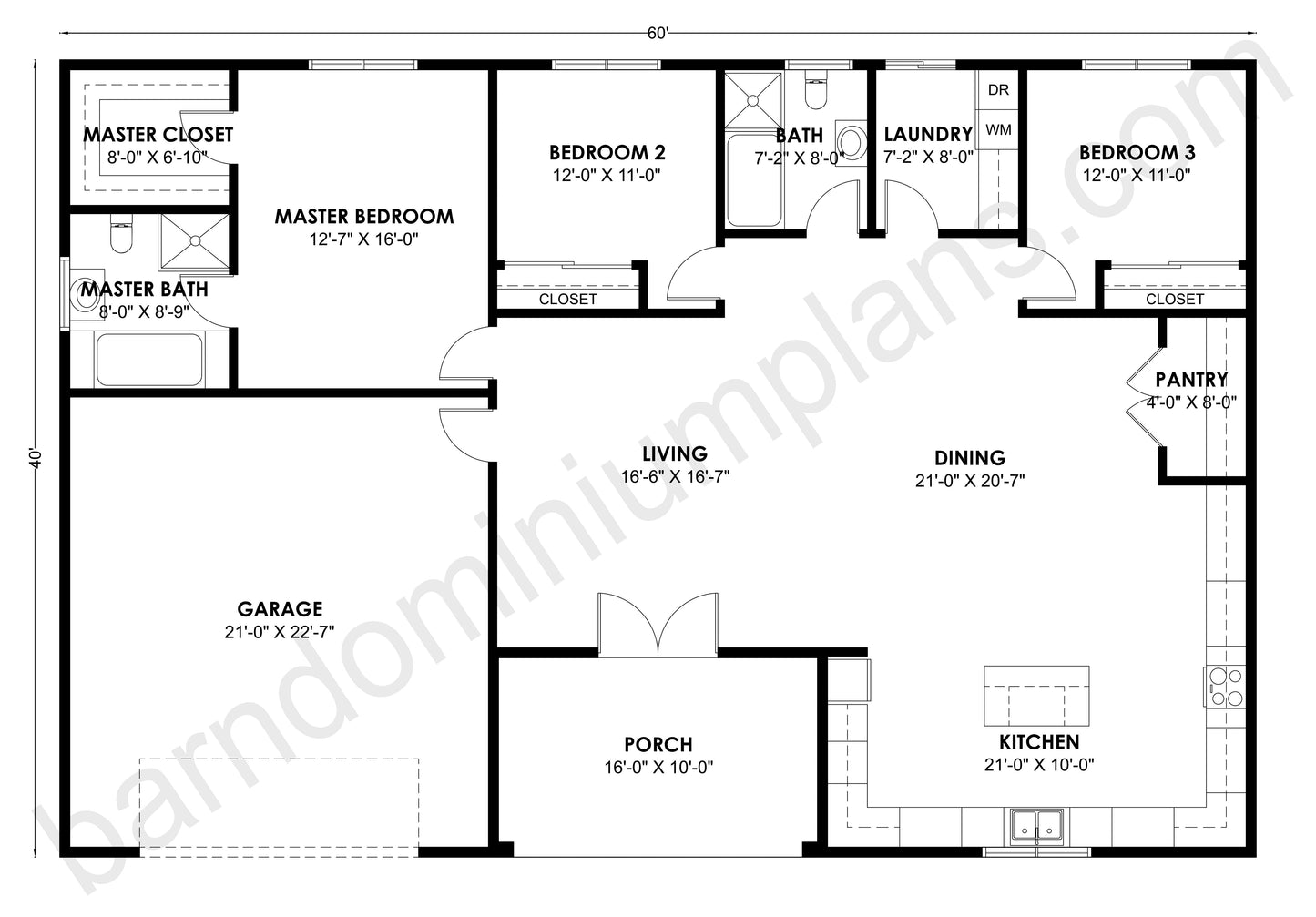 BCO-40165 Barndominium House Plan