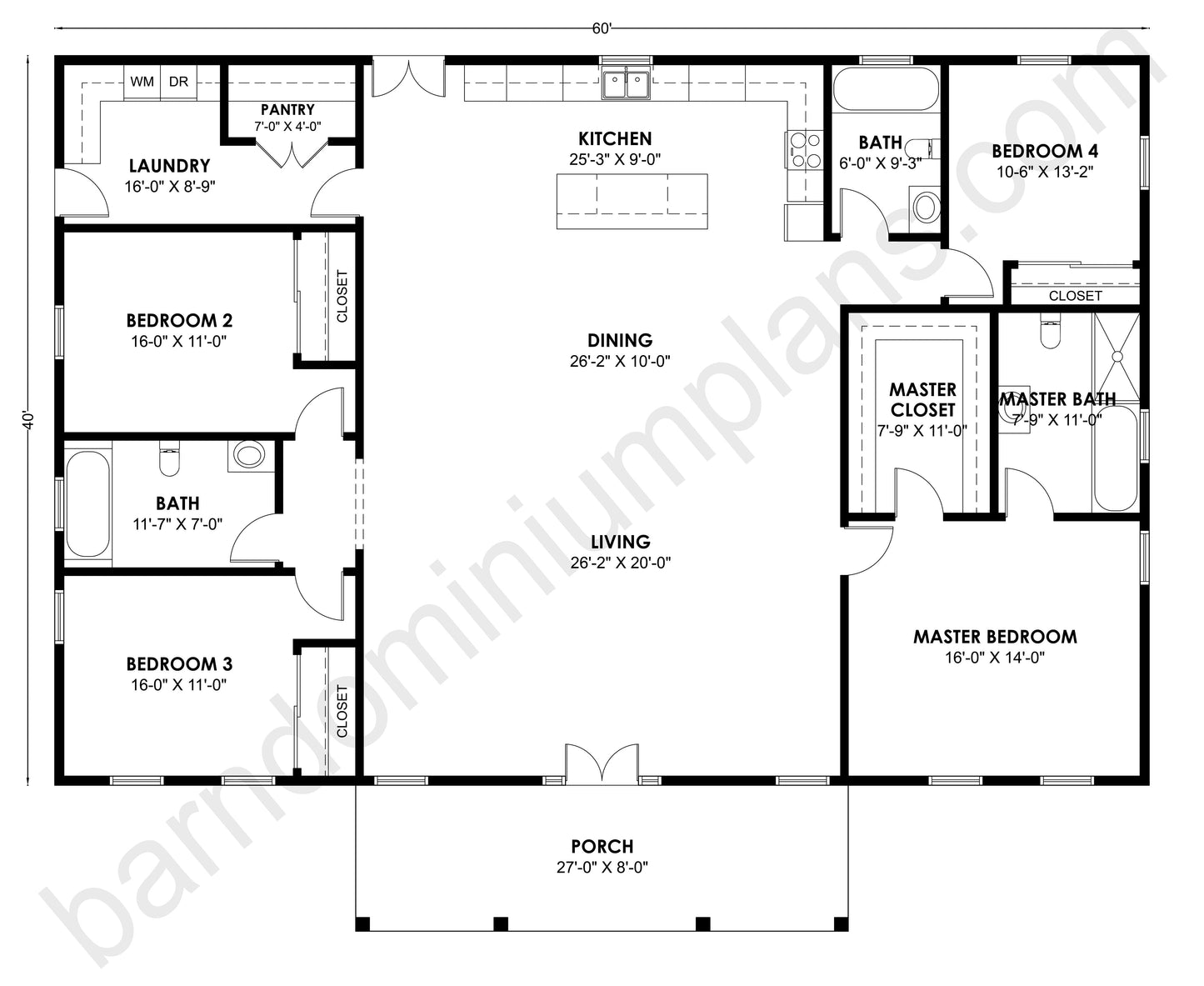 BCO-40186 Barndominium House Plan
