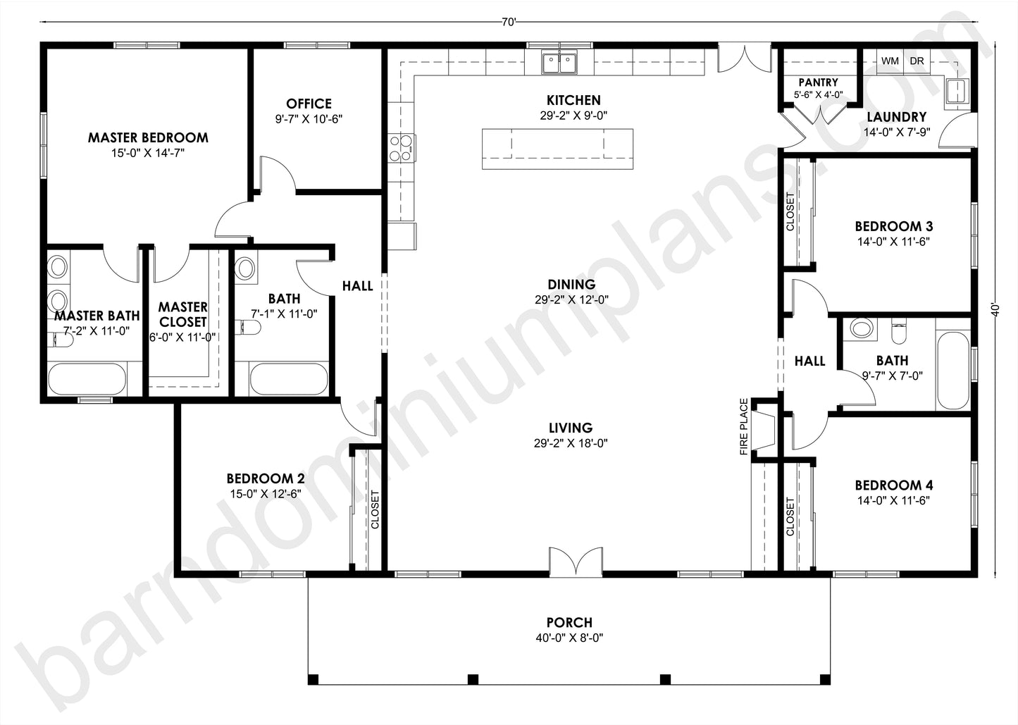 BCO-40195 Barndominium House Plan