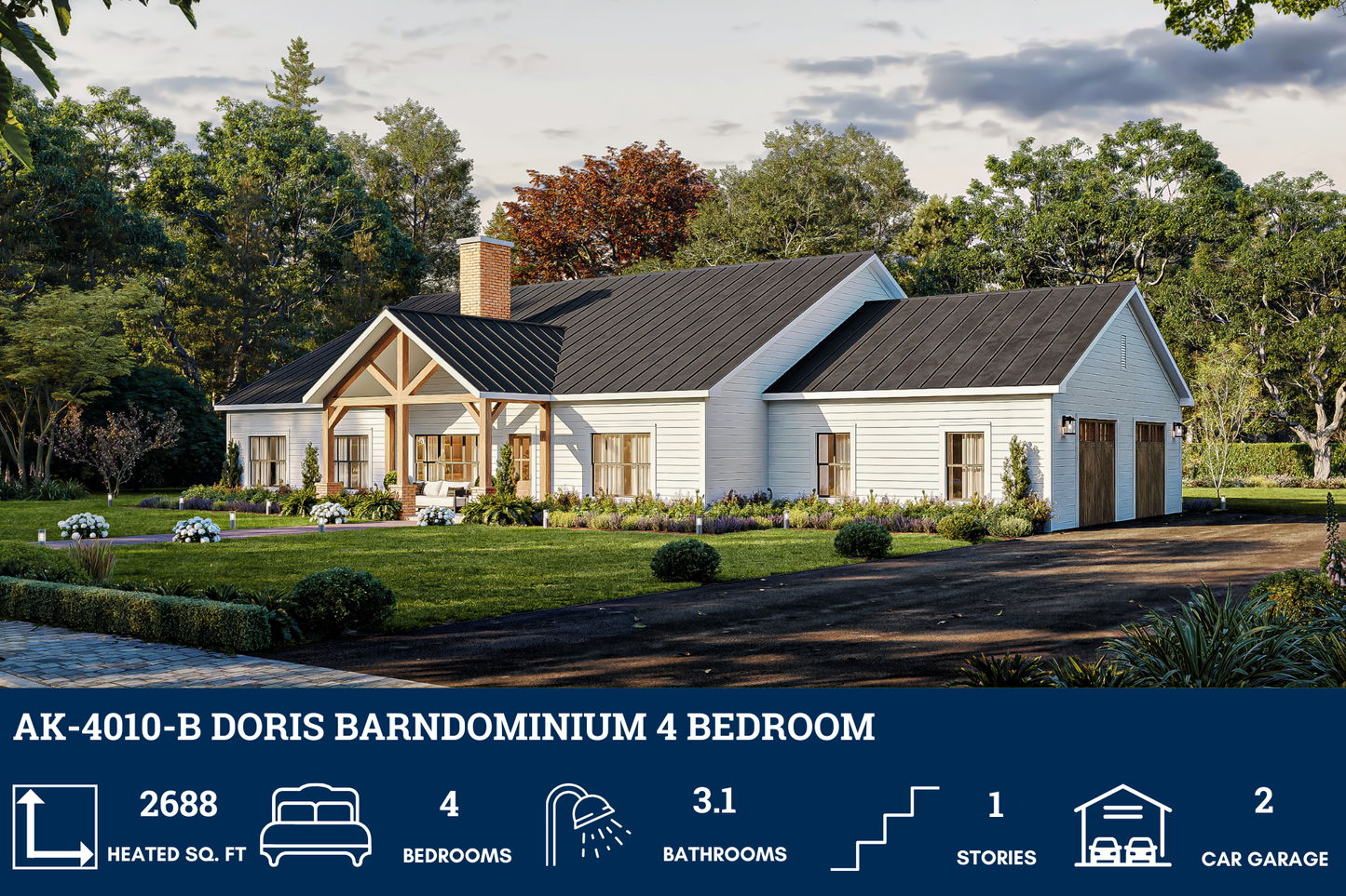 AK-4010-B Doris Barndominium House Plan