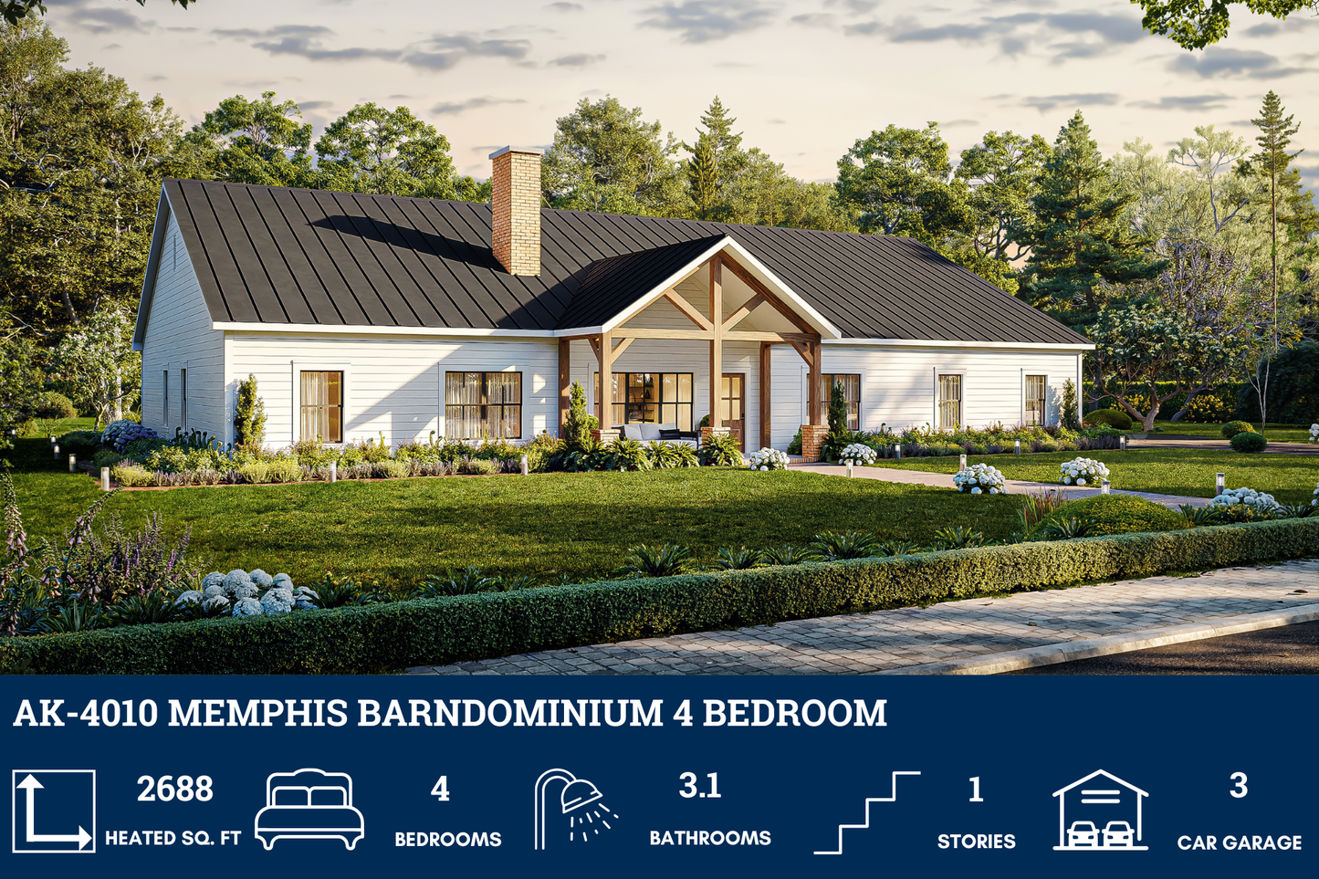 AK-4010 Memphis Barndominium House Plan