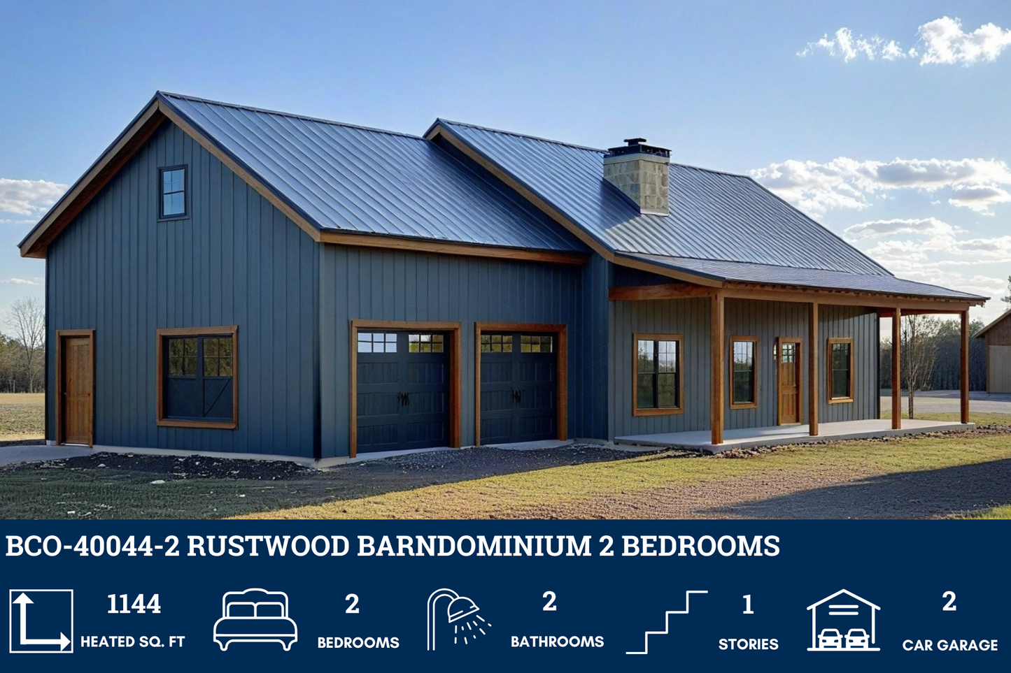 BCO-40044-2 Rustwood Barndominium House Plan