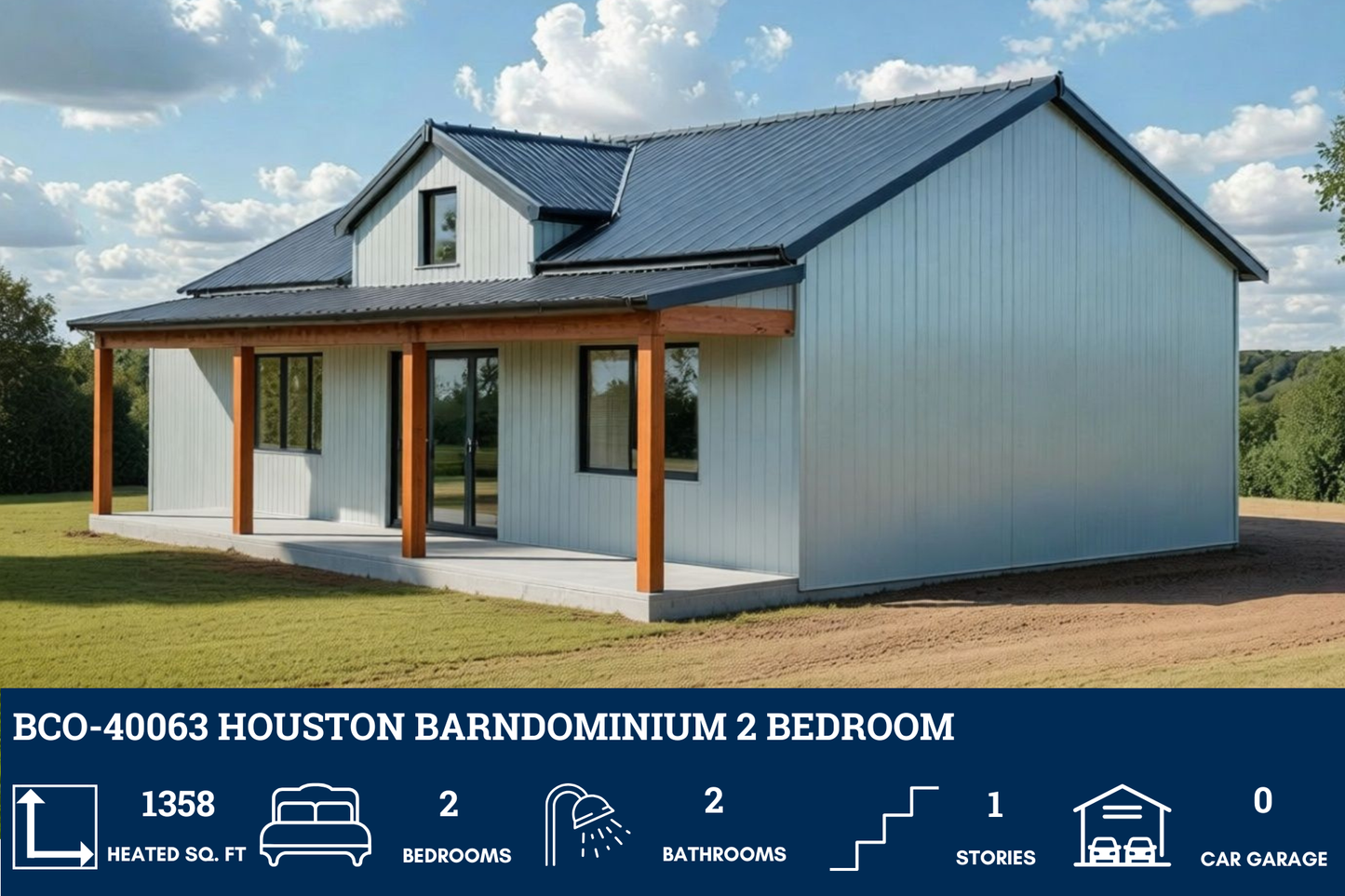 BCO-40063 Houston Barndominium House Plan