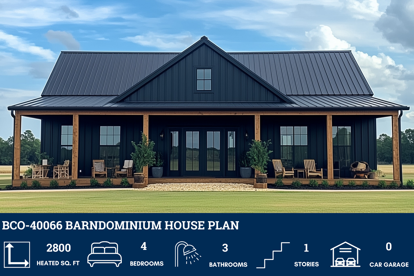 BCO-40066 Bullchase Barndominium House Plan