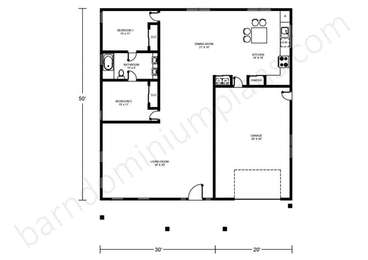 BCO-40071 Barndominium House Plan