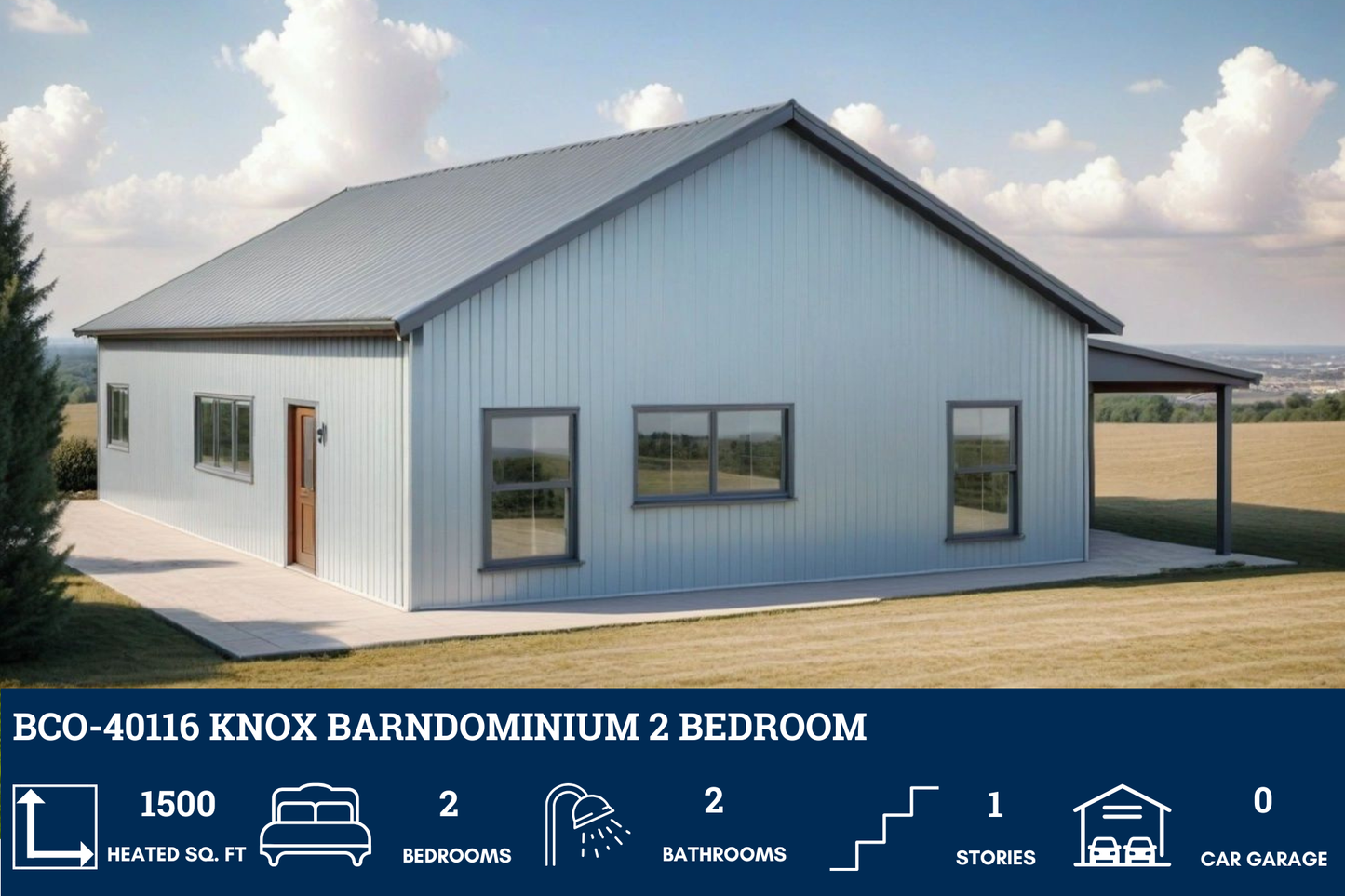 BCO-40116 Knox Barndominium House Plan