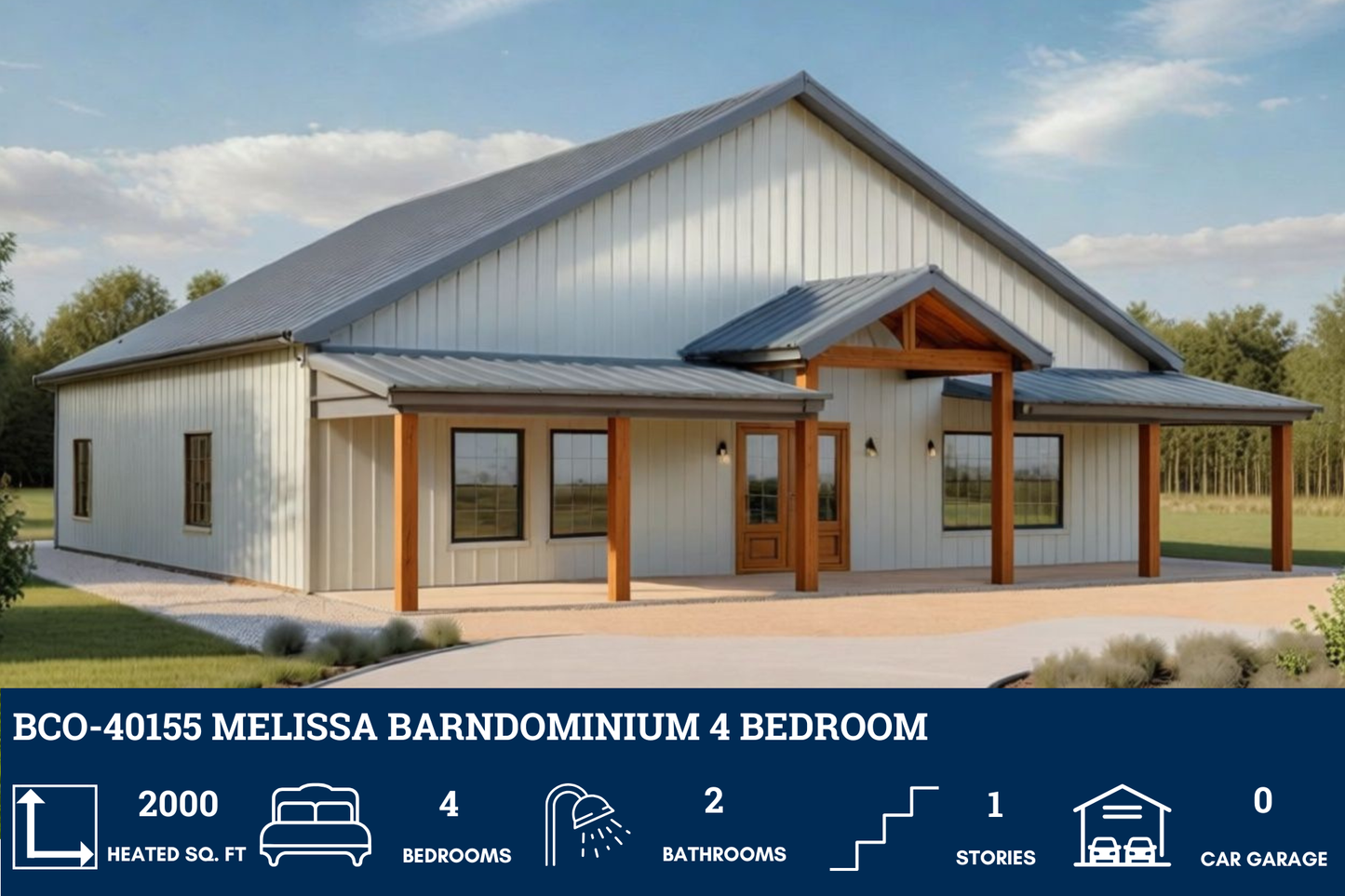 BCO-40155 Melissa Barndominium House Plan