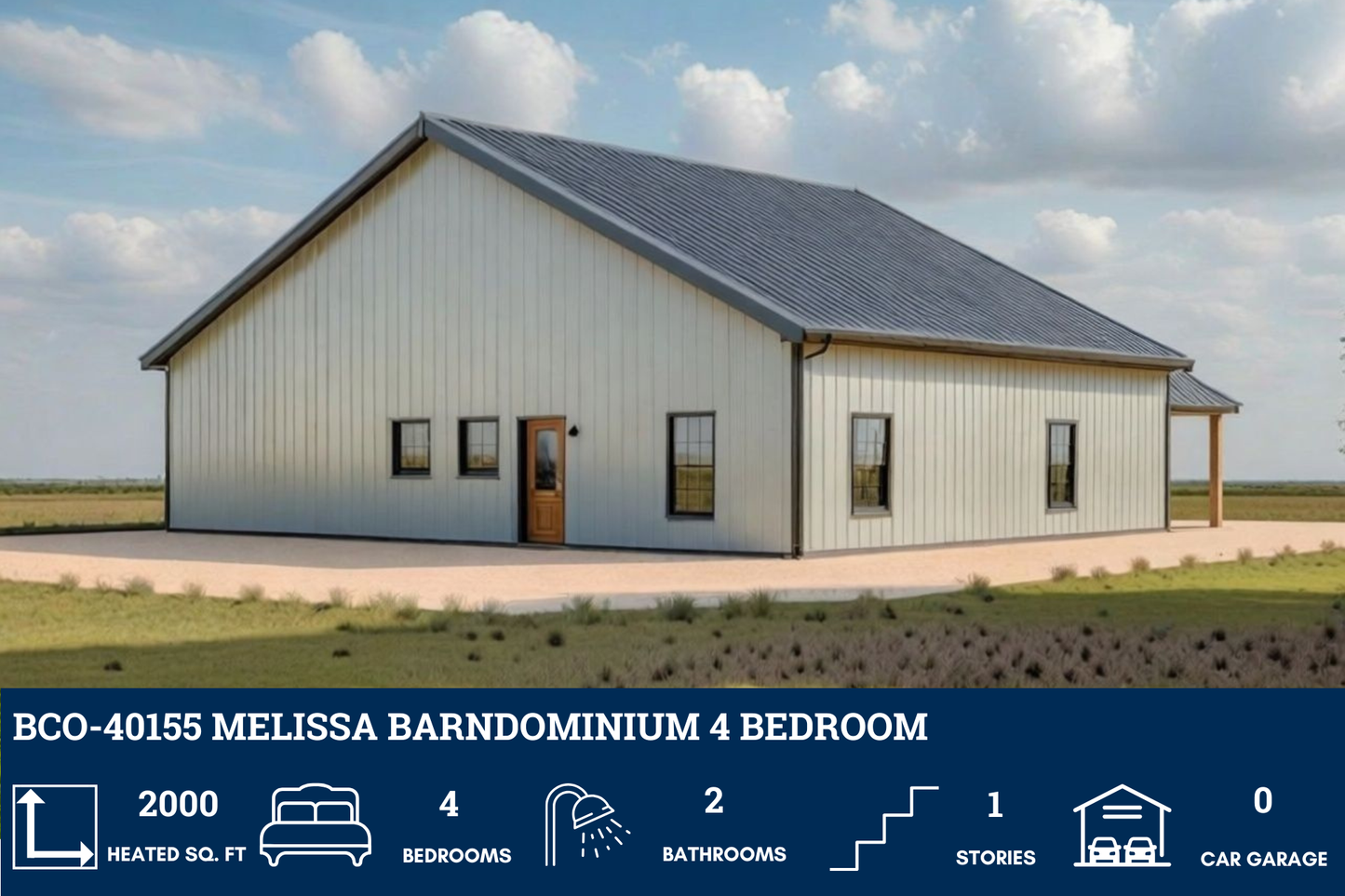 BCO-40155 Melissa Barndominium House Plan