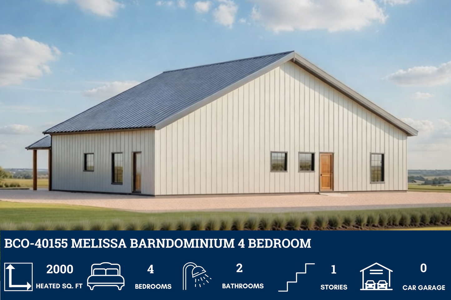 BCO-40155 Melissa Barndominium House Plan