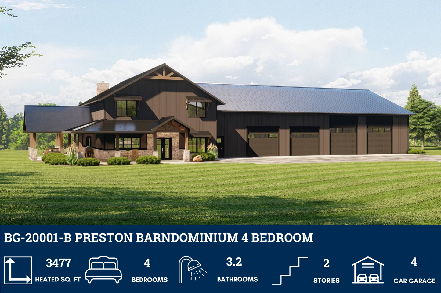 BG-20001-B Preston Barndominium House Plan