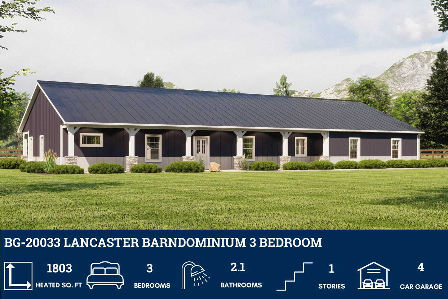 BG-20033 Lancaster Barndominium House Plan