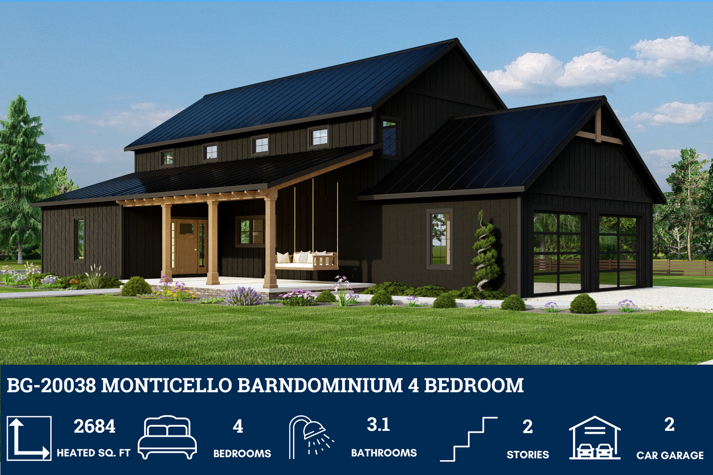 BG-20038 Monticello Barndominium House Plan