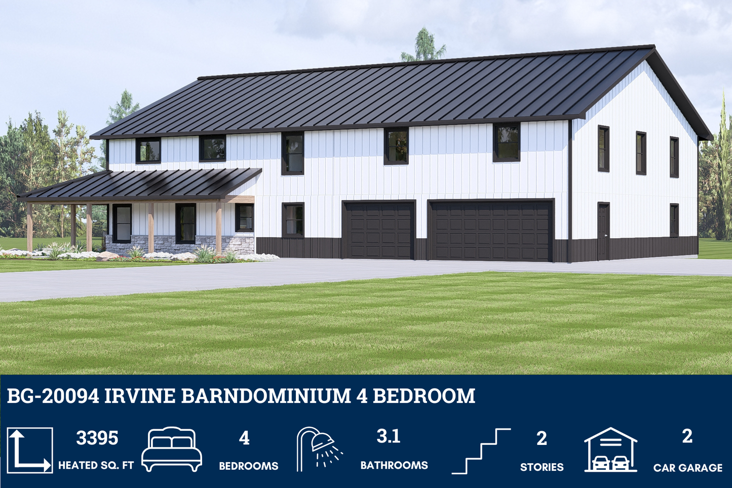BG-20094 Irvine Barndominium House Plan