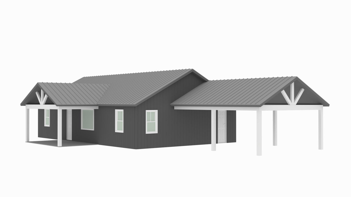 LP-3205-B Bigham Barndominium House Plan