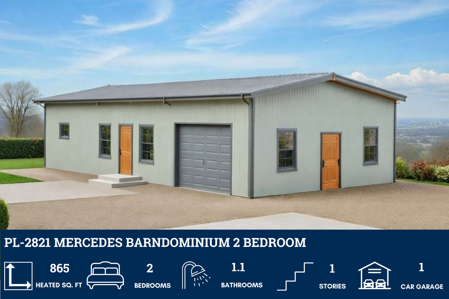 PL-2821 Mercedes Barndominium House Plan