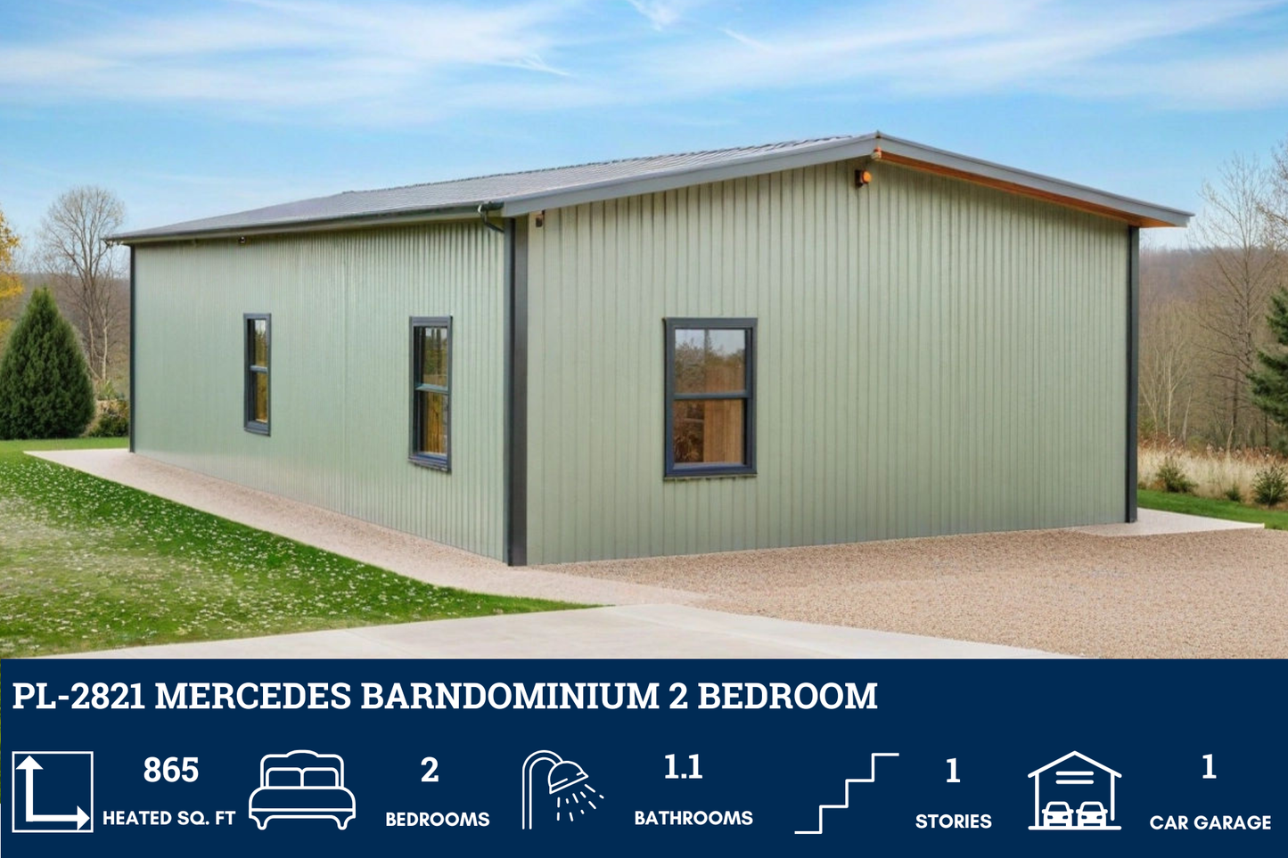 PL-2821 Mercedes Barndominium House Plan