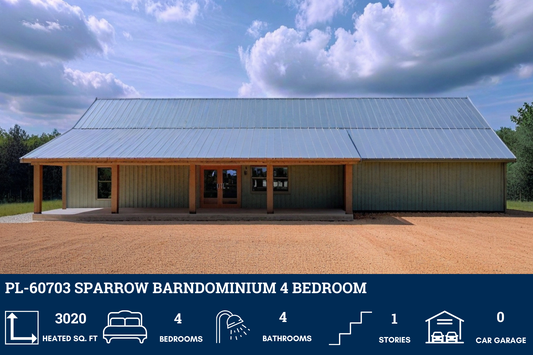 PL-60703 Sparrow Barndominium House Plan