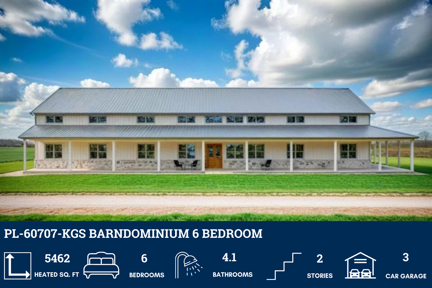 Barndominium House Plans with Wraparound Porch