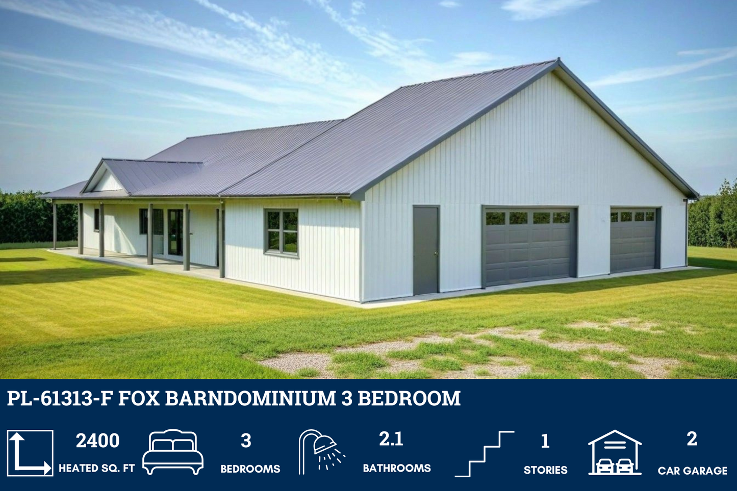 PL-61313-F Fox Barndominium House Plan