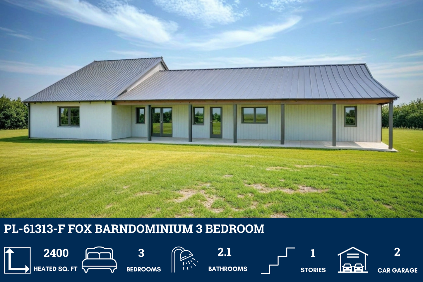PL-61313-F Fox Barndominium House Plan
