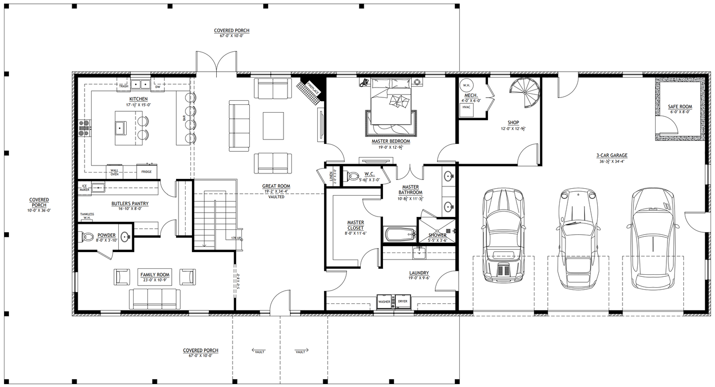 PL-62324 Milford Barndominium House Plan