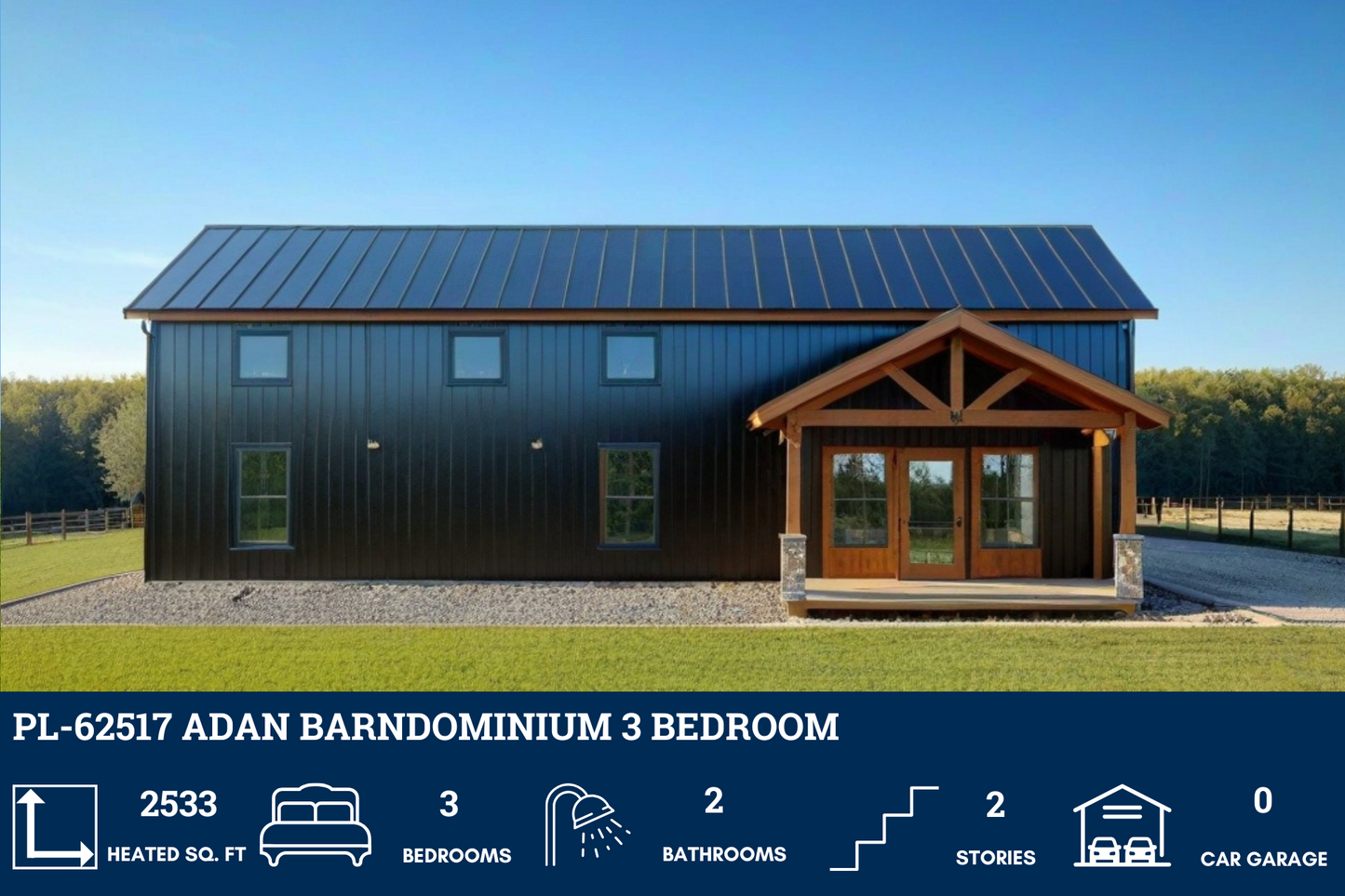 PL-62517 Adan Barndominium House Plan