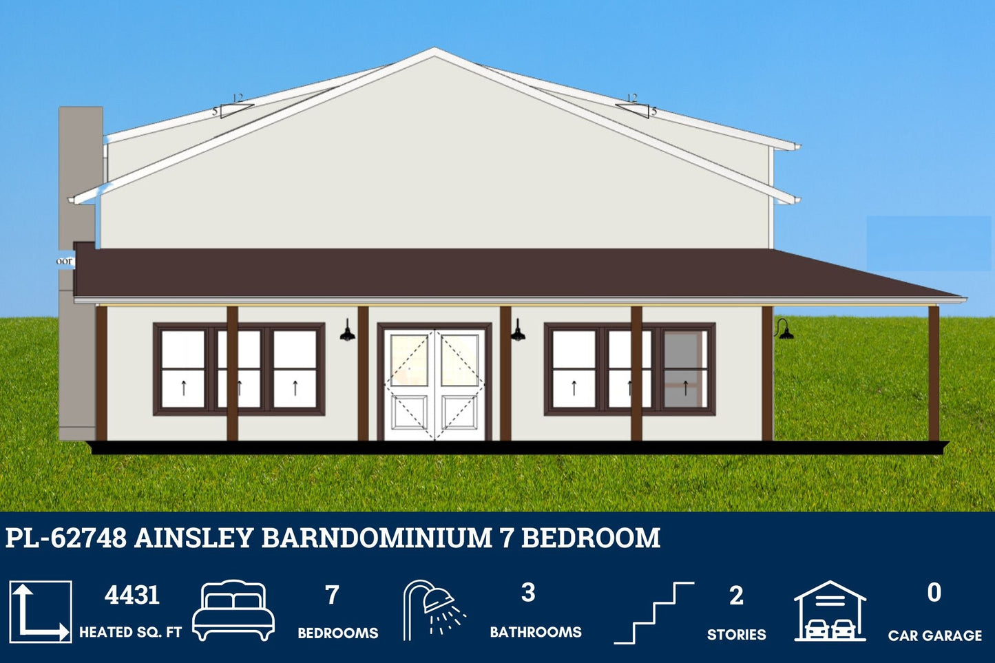 PL-62748 Ainsley Barndominium House Plan