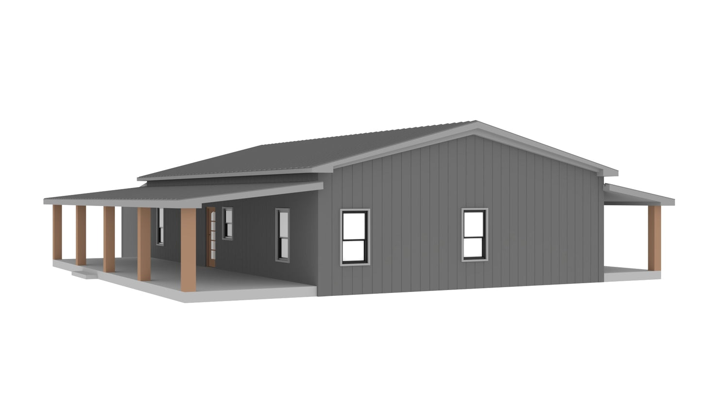 PL-62762 Jasper Barndominium House Plan