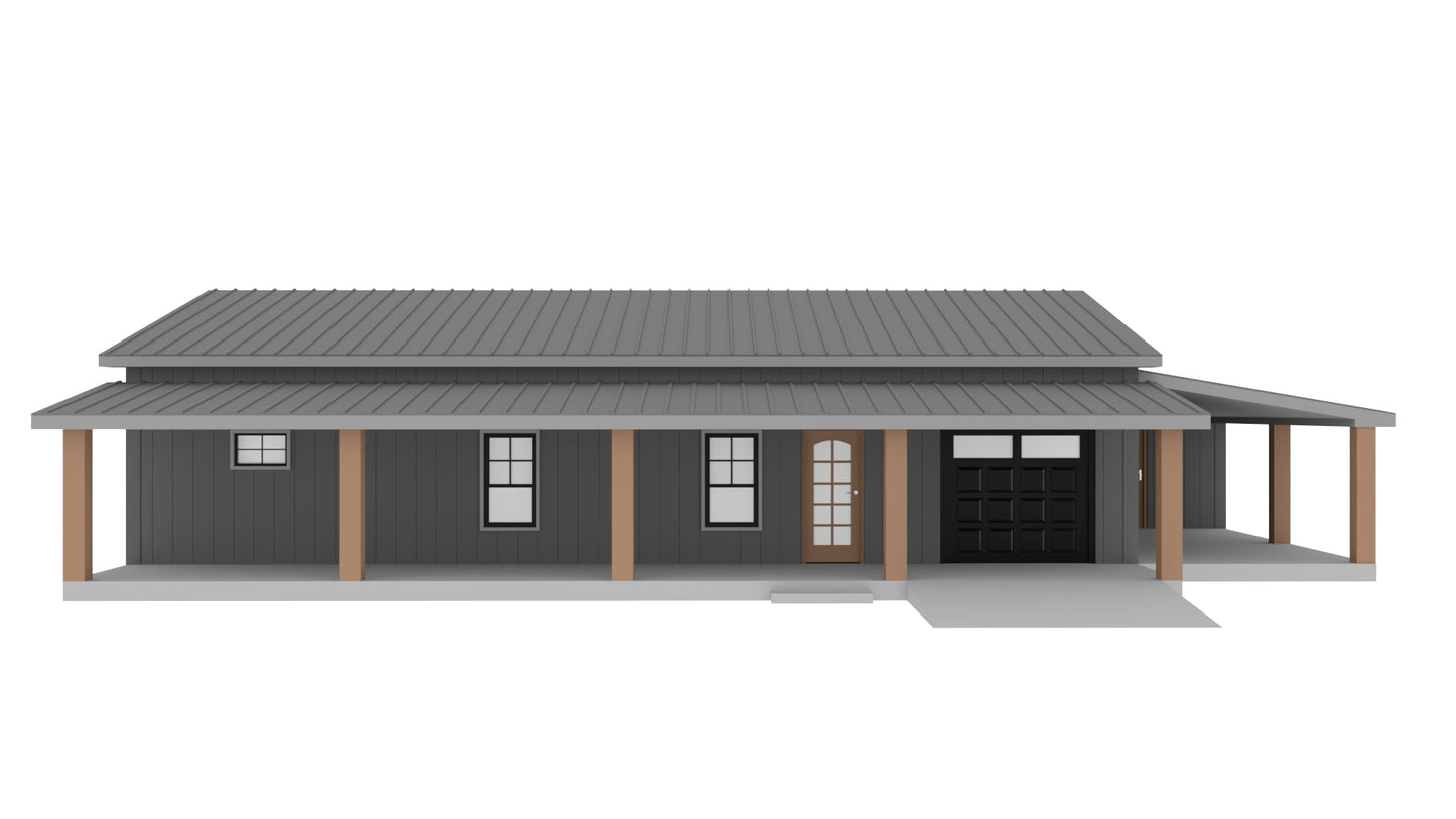 PL-62762 Jasper Barndominium House Plan
