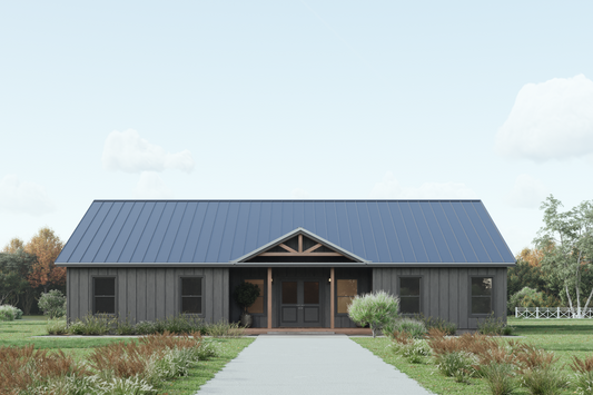 PL-62842 Long Barndominium House Plan