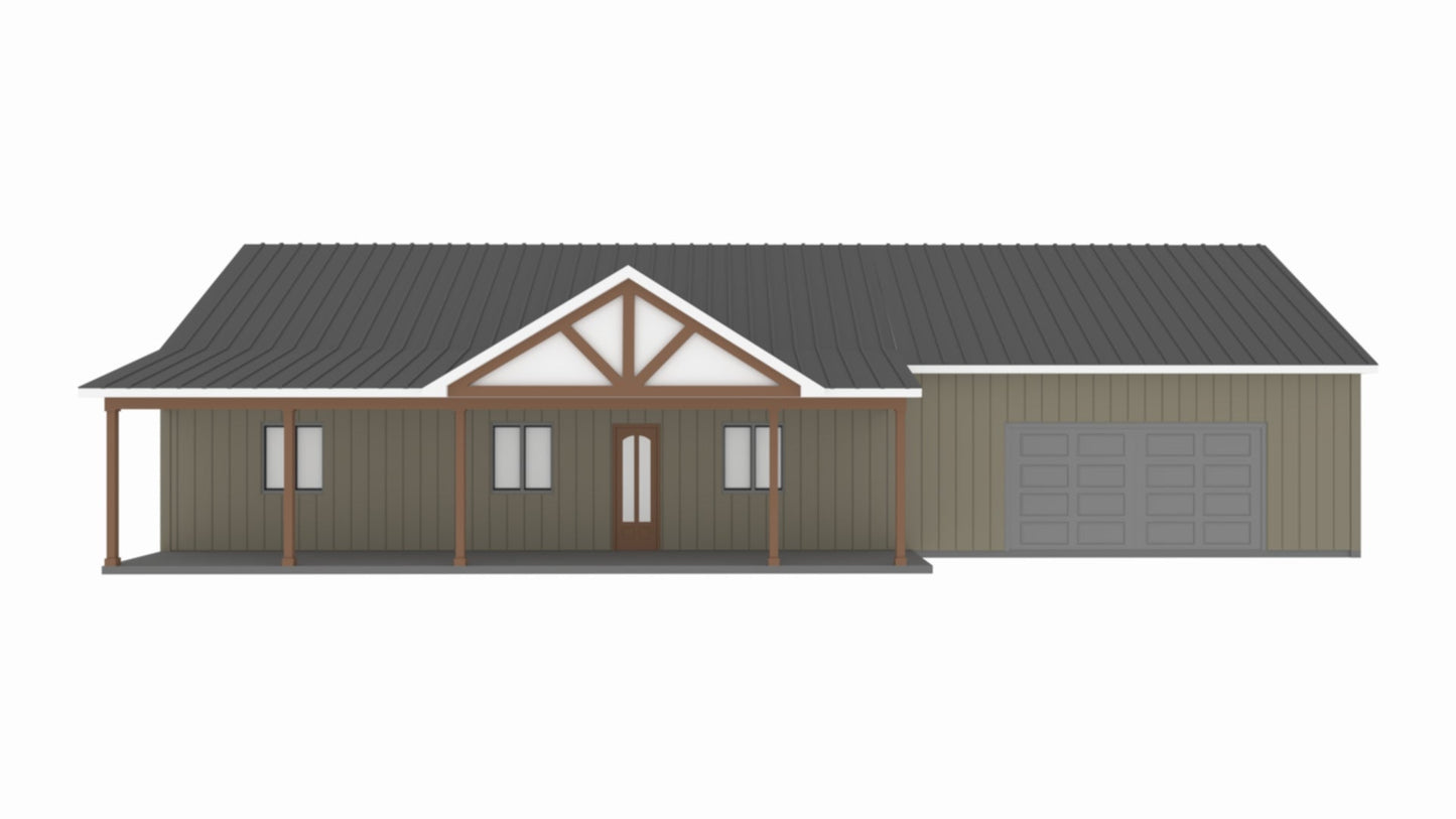 PL-64017 Pecan Barndominium House Plan