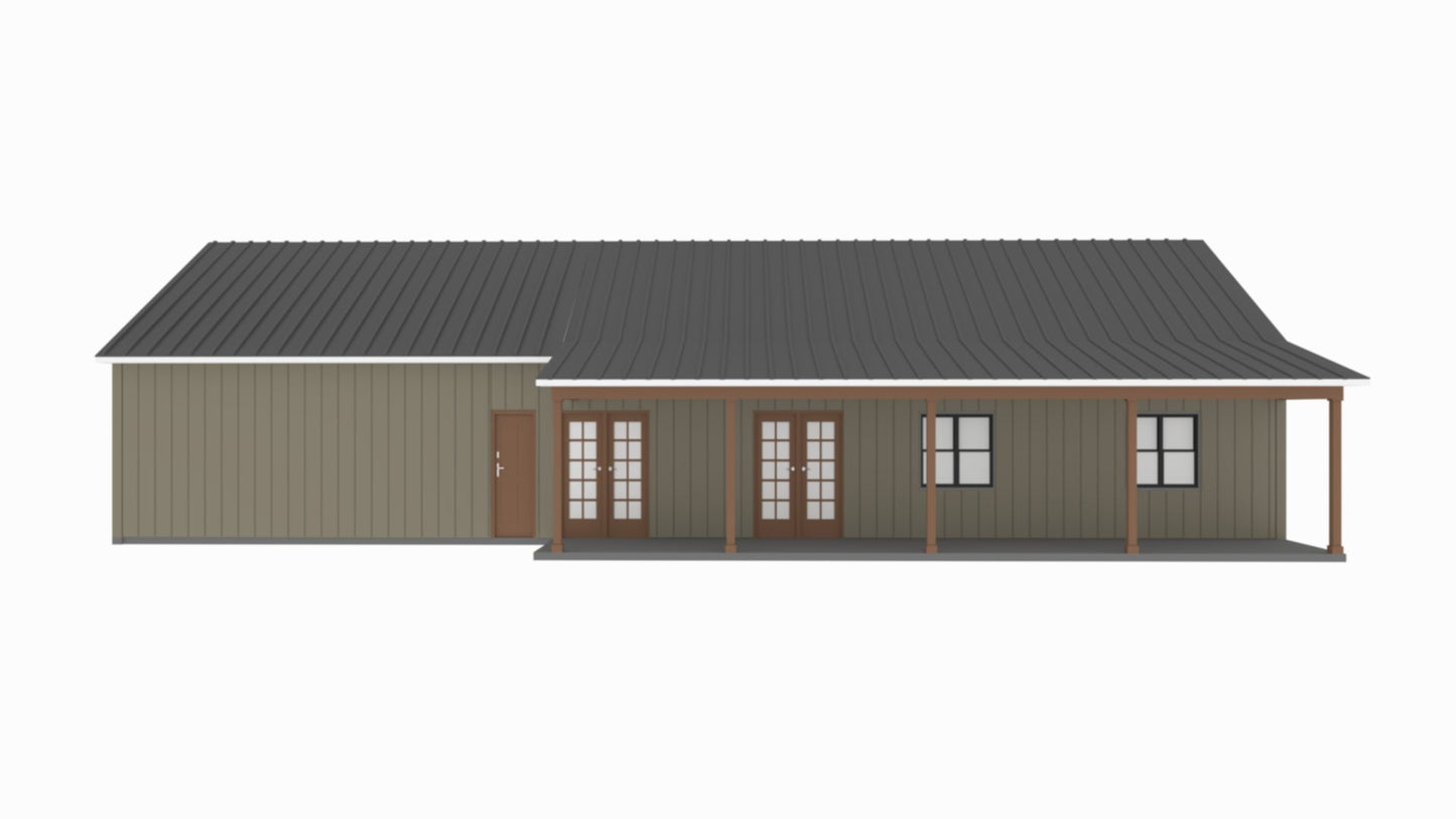 PL-64017 Pecan Barndominium House Plan