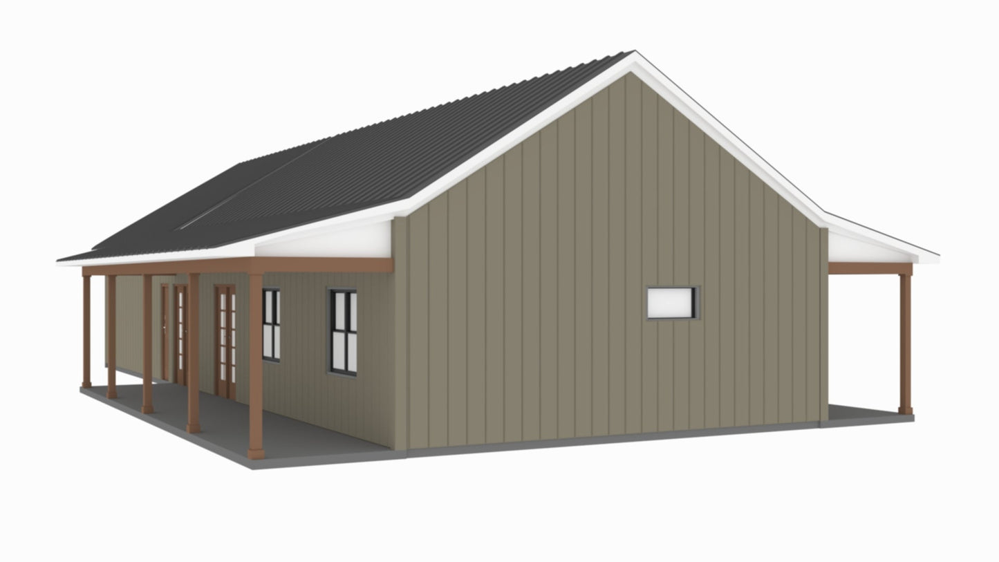 PL-64017 Pecan Barndominium House Plan