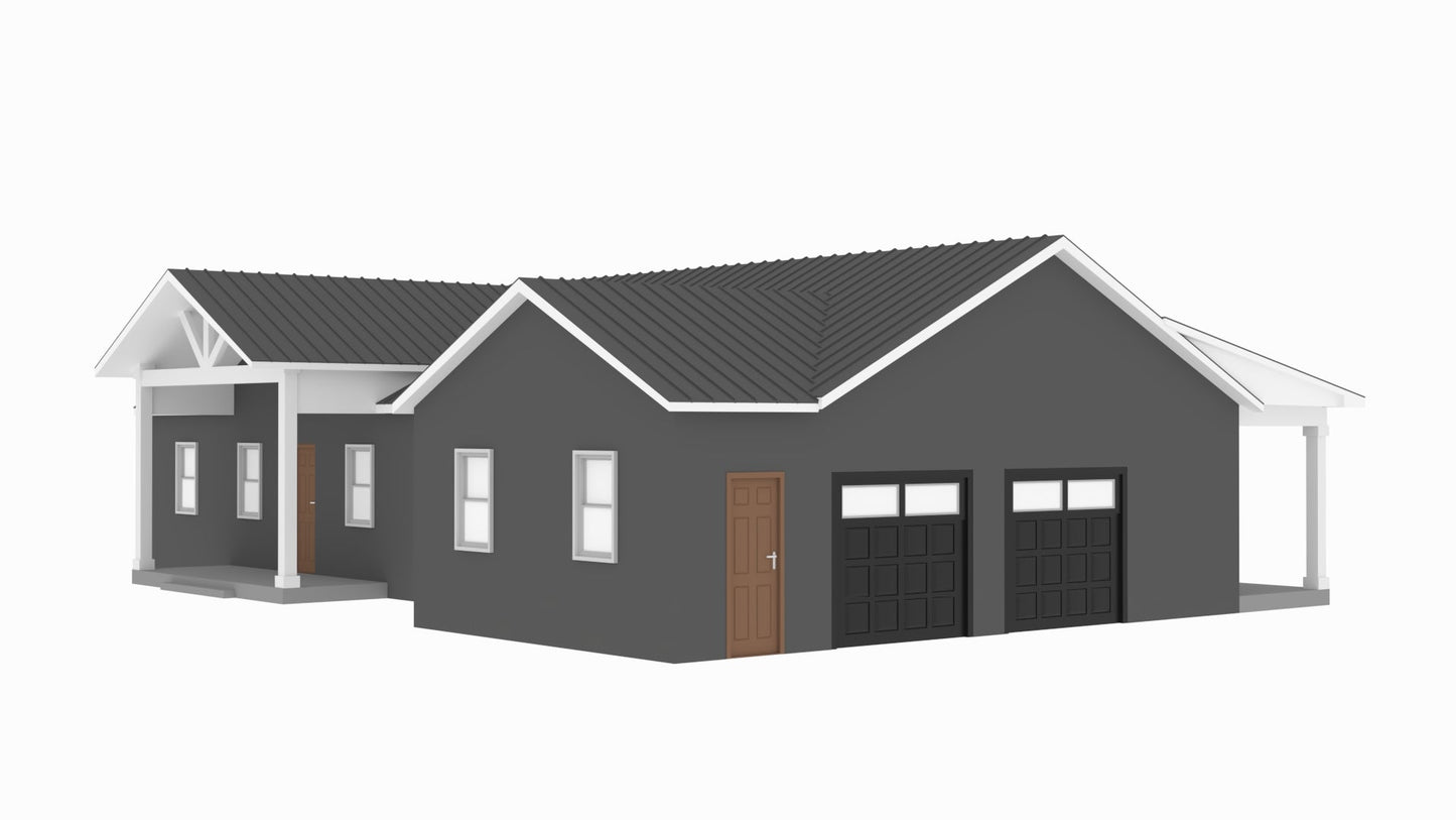 PL-64019 Mockingbird Barndominium House Plan