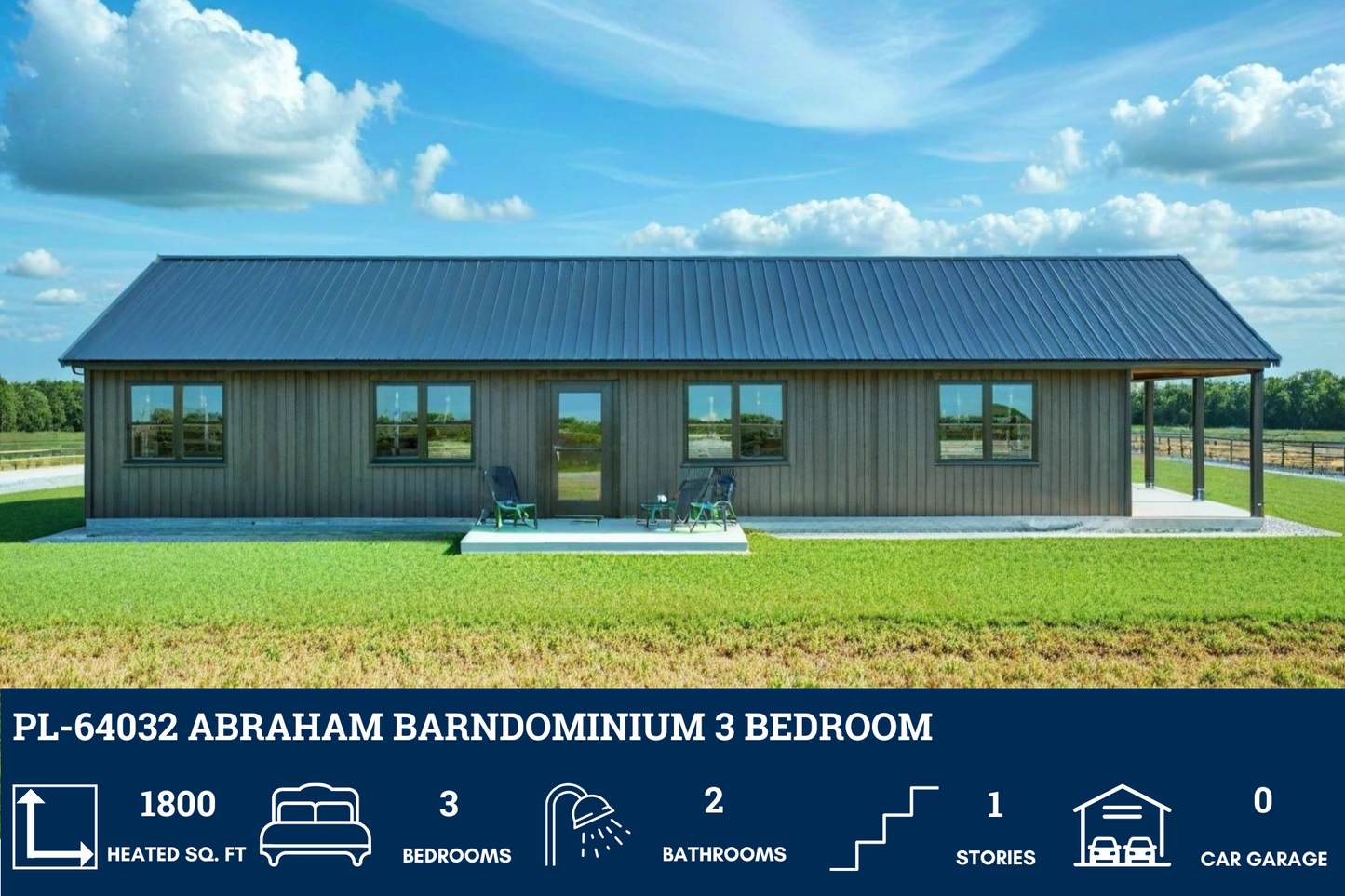PL-64032 Abraham Barndominium House Plan