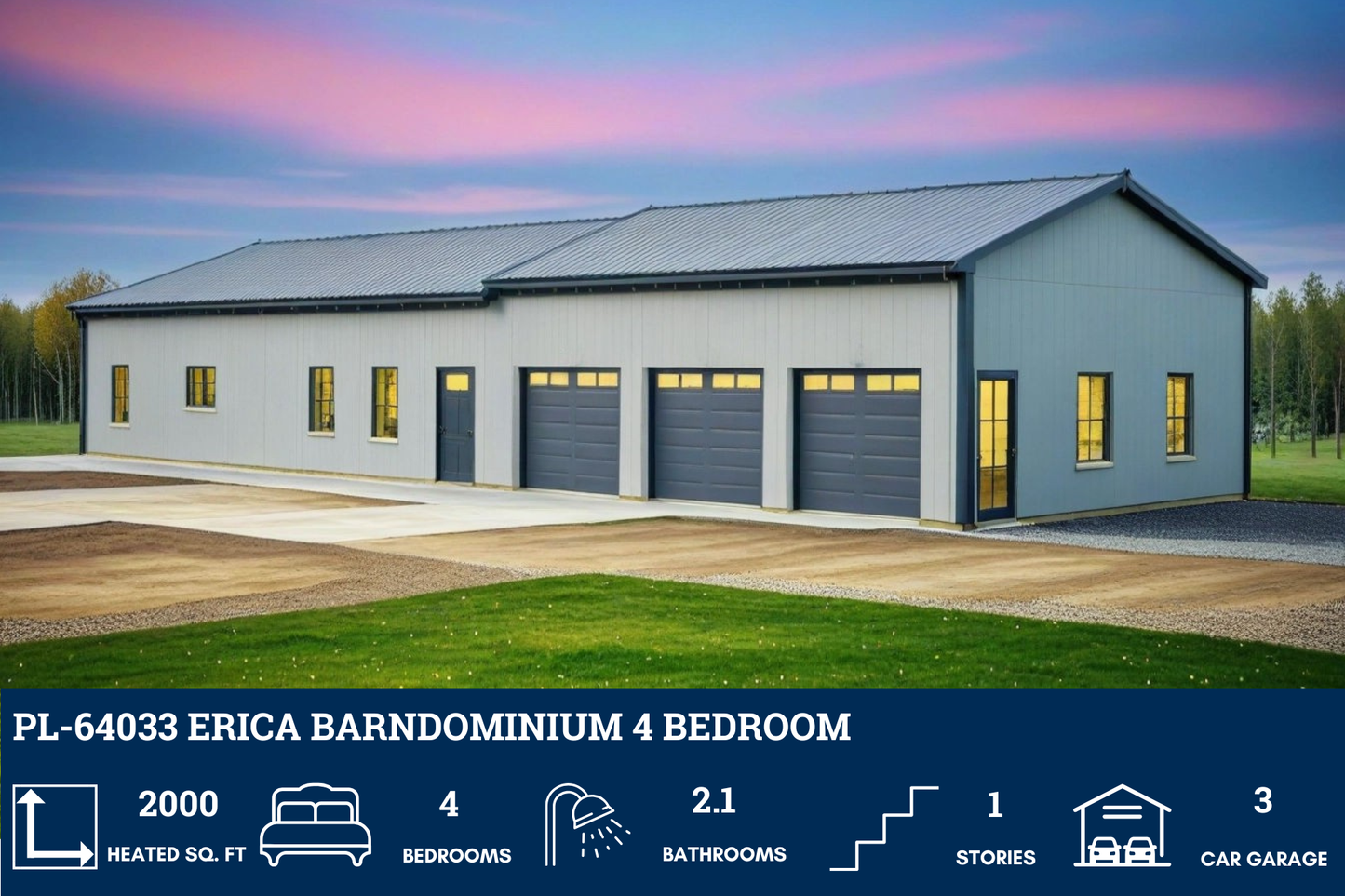 PL-64033 Erica Barndominium House Plan