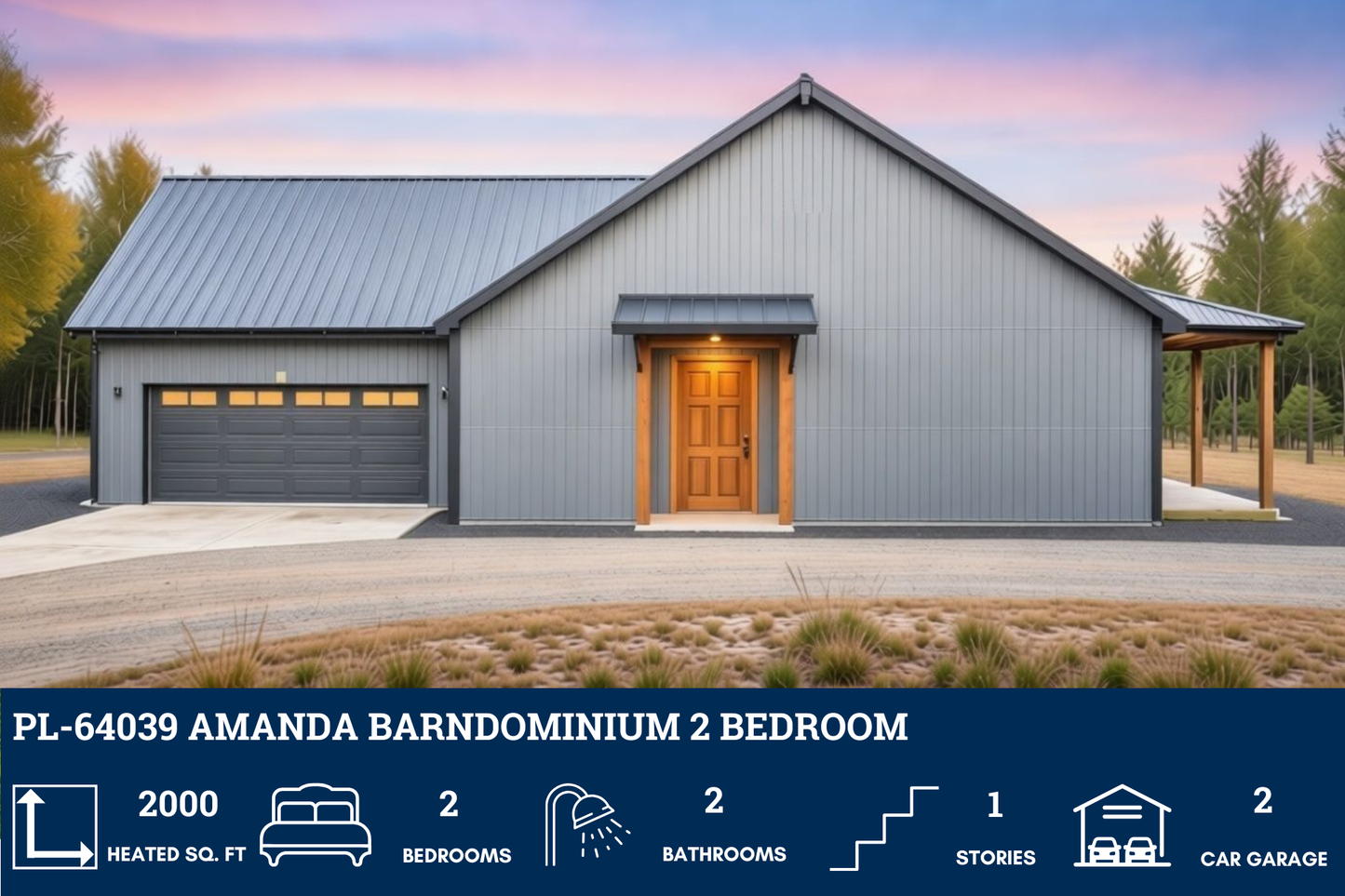 PL-64039 Amanda Barndominium House Plan