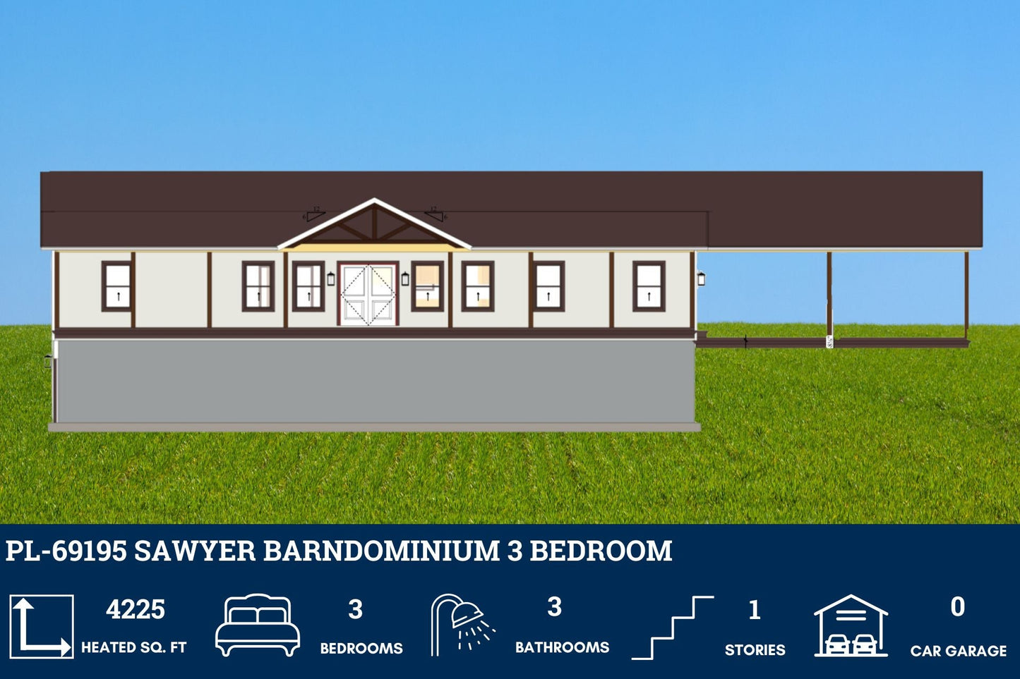 PL-69195 Sawyer Barndominium House Plan