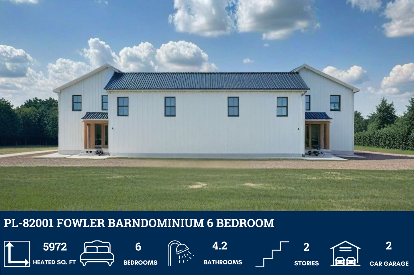 PL-82001 Fowler Barndominium House Plan