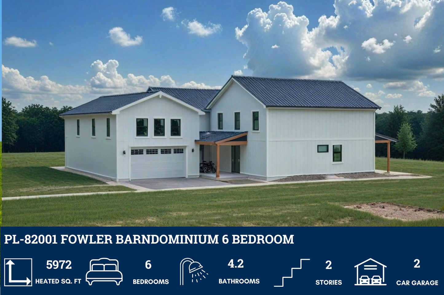 PL-82001 Fowler Barndominium House Plan