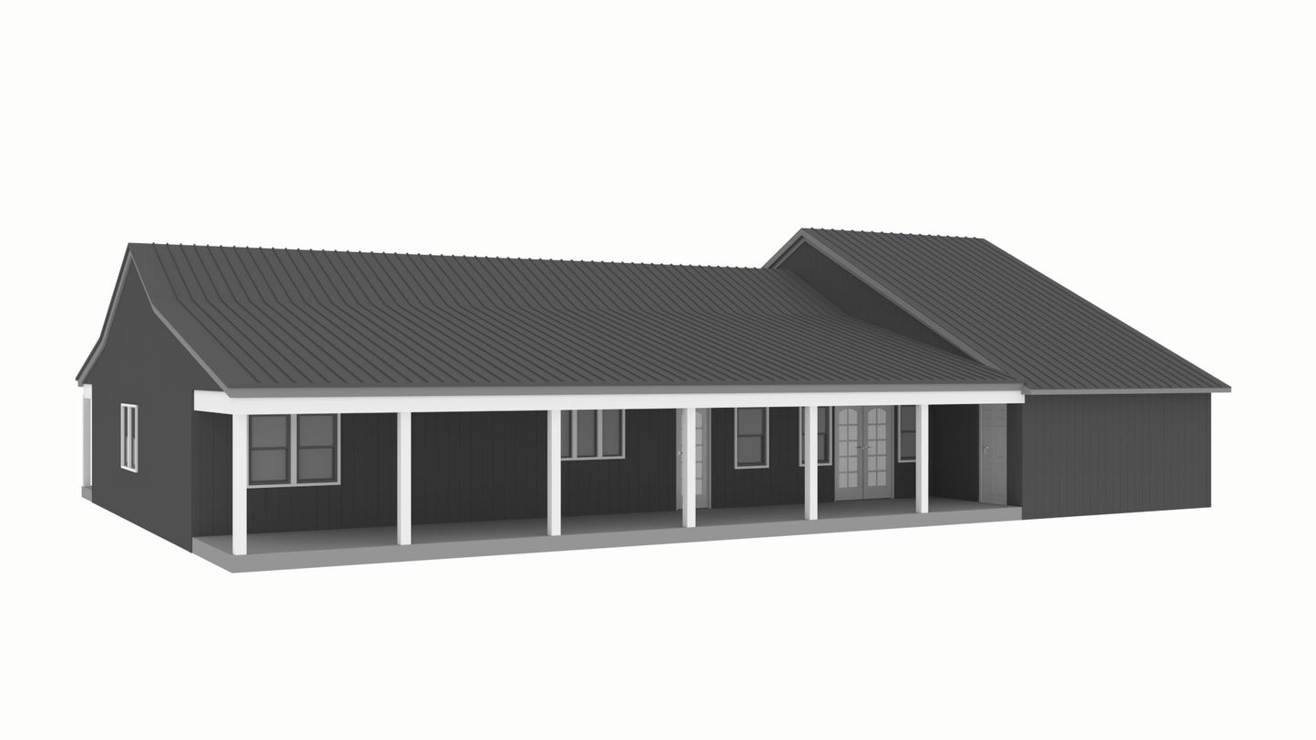 PL-61313 Pinewood Barndominium House Plan