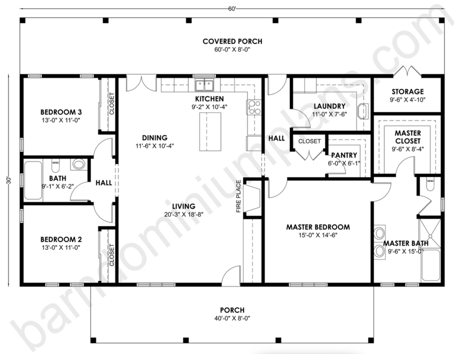 BCO-40173 Barndominium House Plan